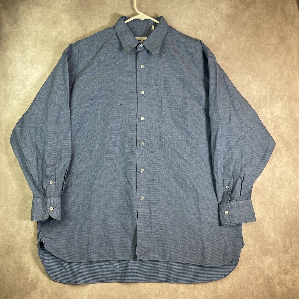 Lorenzini Shirt Mens 17 43 Large Blue Button Up Long Sleeve Formal Italy Made